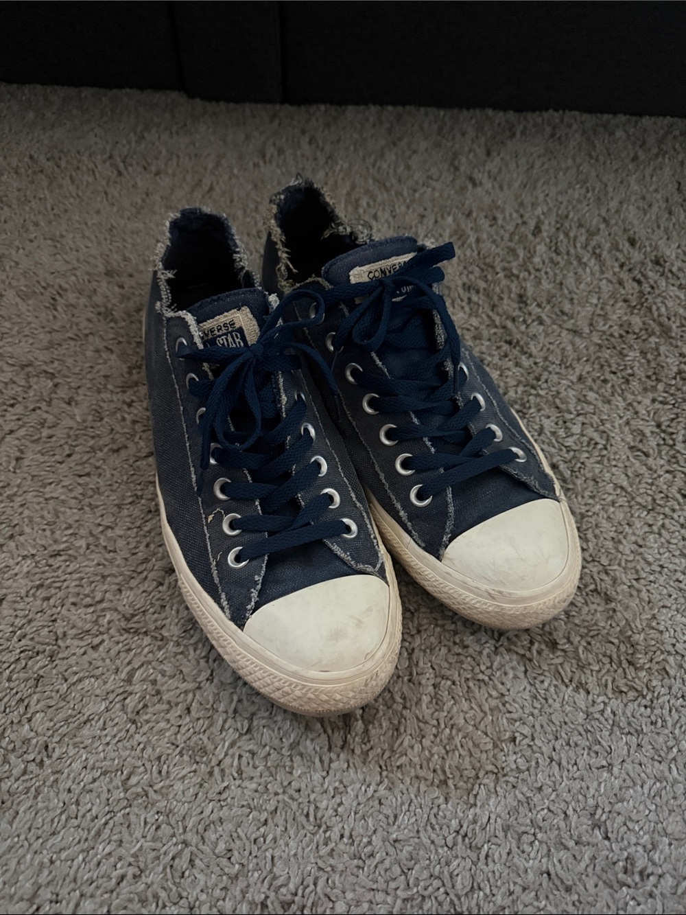 Converse Navy Canvas Low-Top Sneakers with White Toe